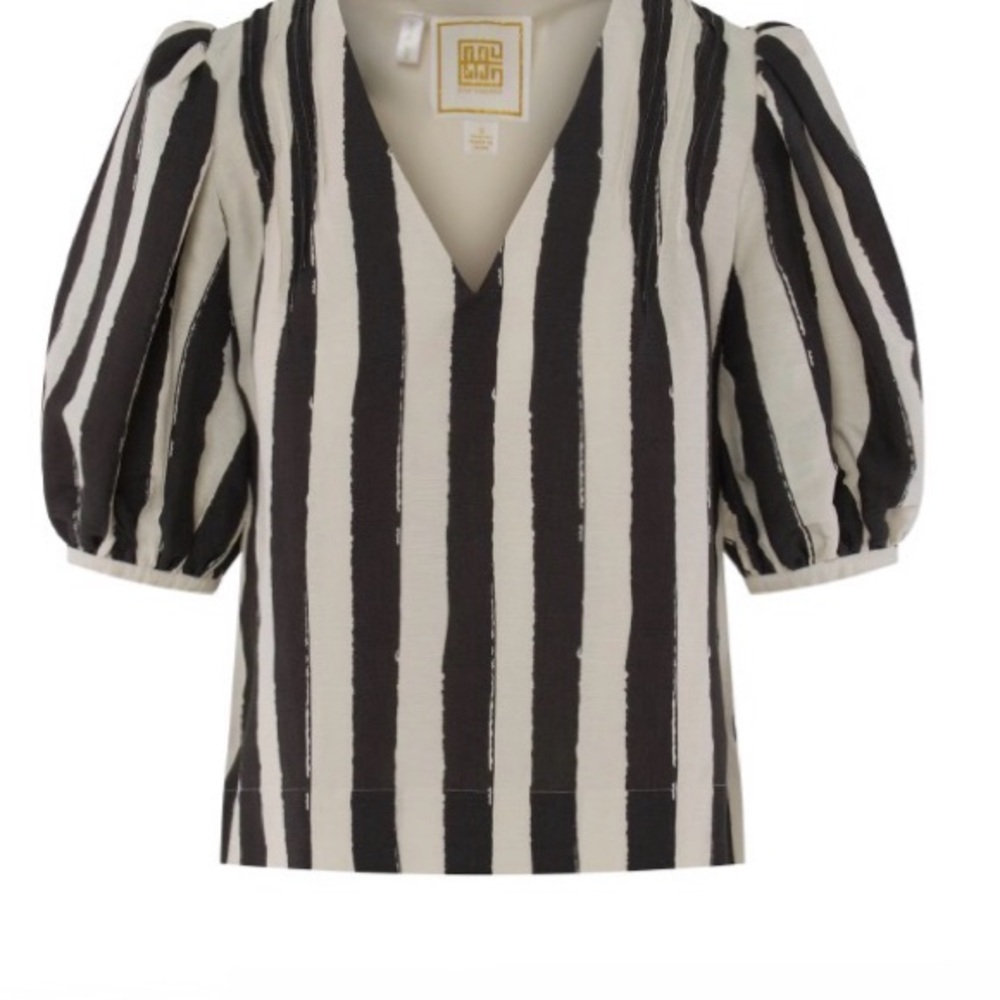 Emily McCarthy Black and Cream Striped Blouse